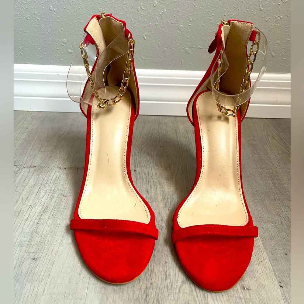 Red with Gold Ankle Strap Heels